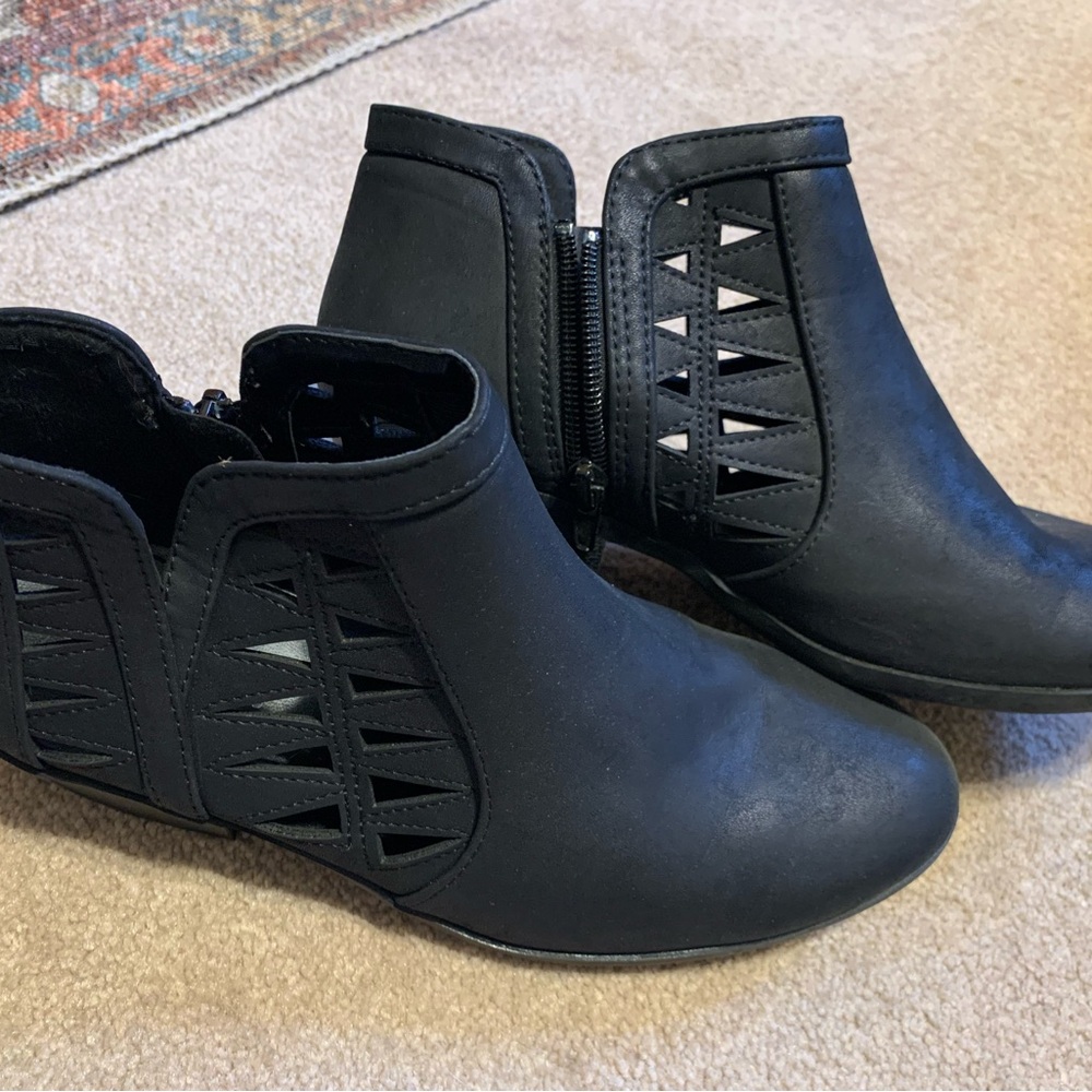 Soda Black Ankle Booties with Cut-Out Design